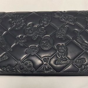 Authentic CHANEL Mademoiselle Lucky Wallet Black Sheep Leather Convert Chain